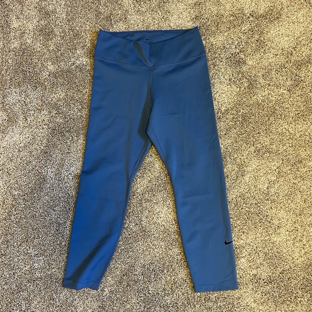 Nike blue cropped leggings, size M, pocket in size waistband